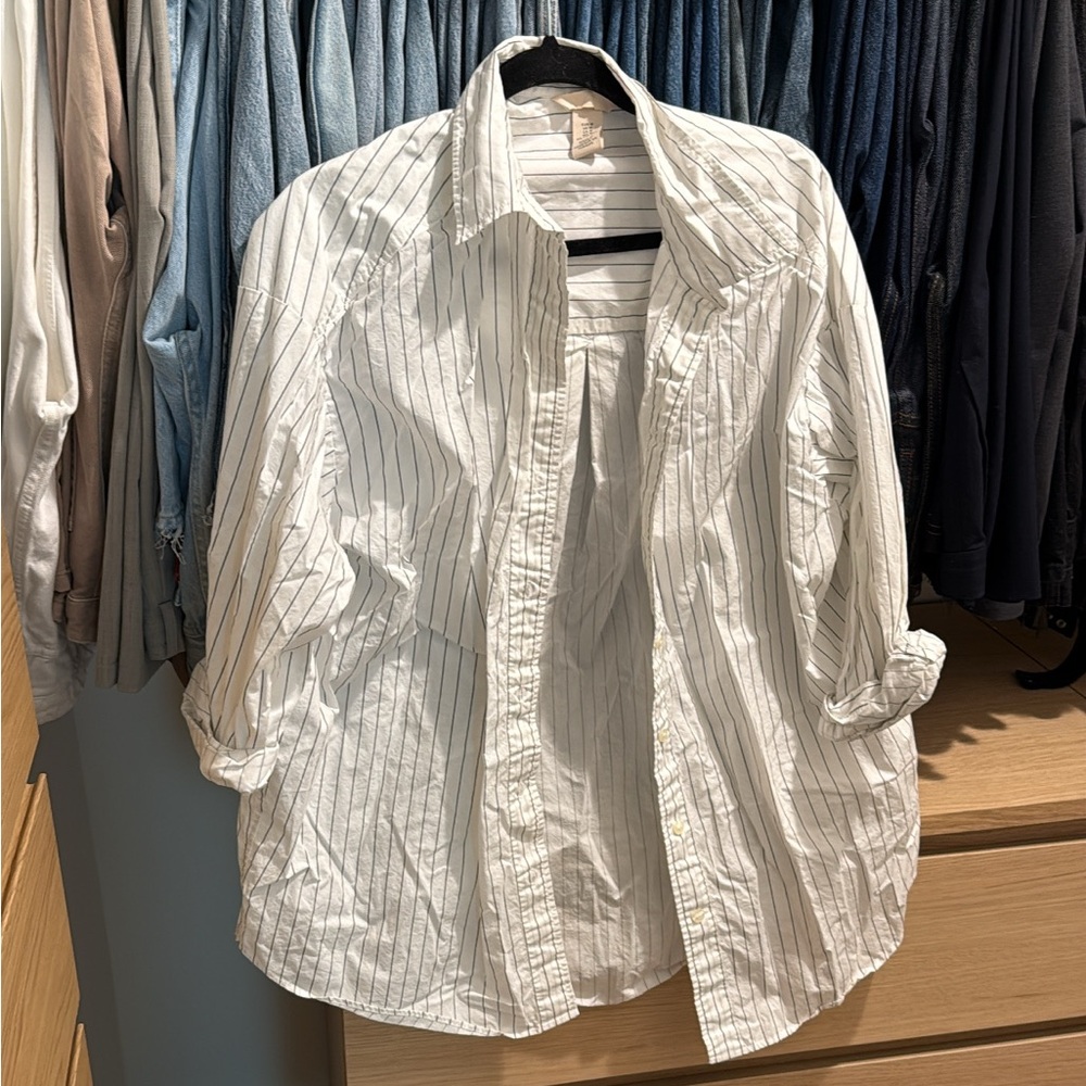 H&M White Striped Shirt